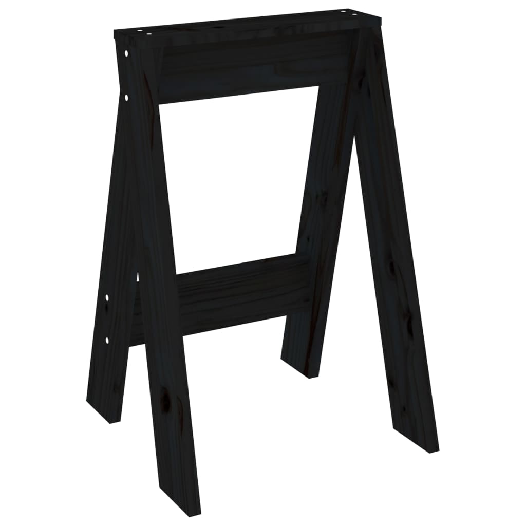 Hocker 2 Stk. Schwarz 40x40x60 cm Massivholz Kiefer