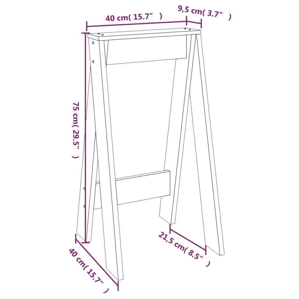 Hocker 2 Stk. 40x40x75 cm Massivholz Kiefer