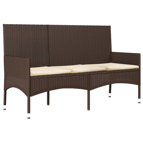 4-tlg. Garten-Lounge-Set mit Kissen Braun Poly Rattan