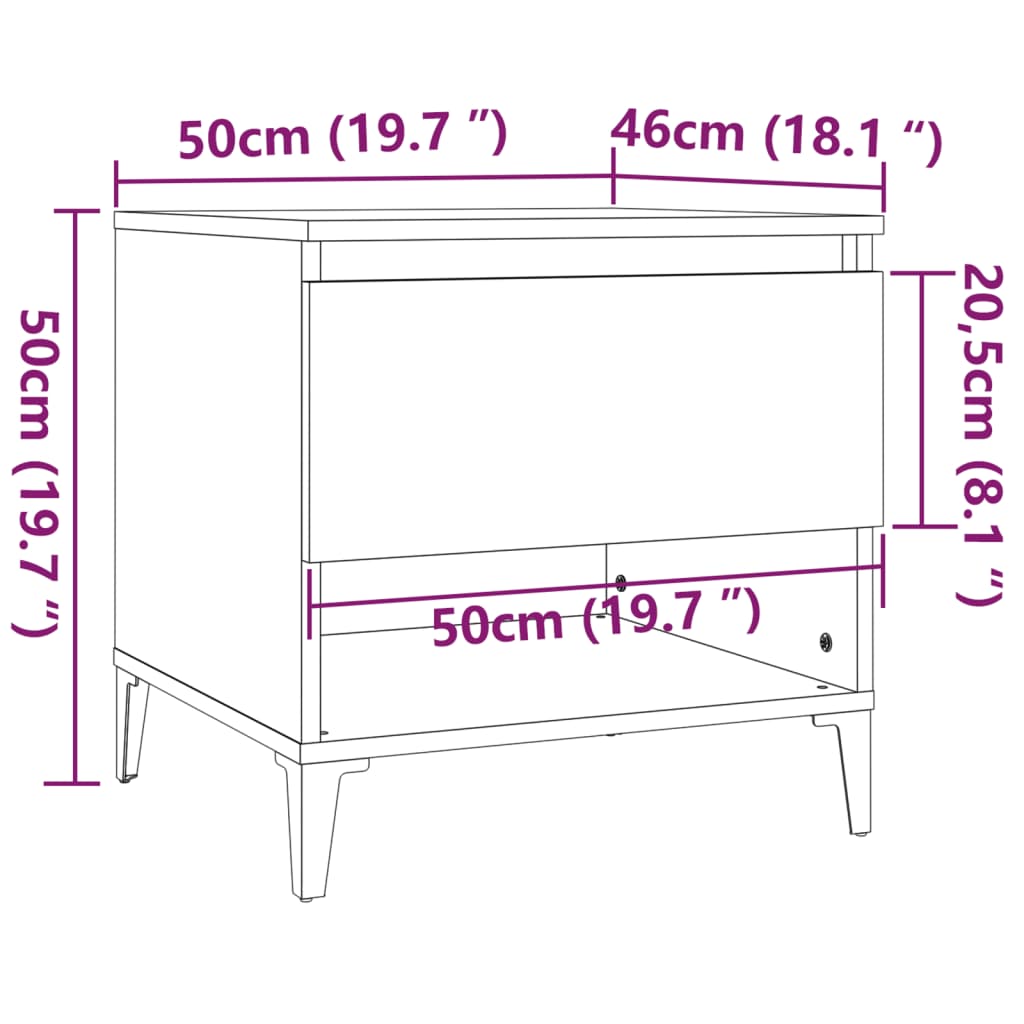 Beistelltisch Grau Sonoma 50x46x50 cm Holzwerkstoff