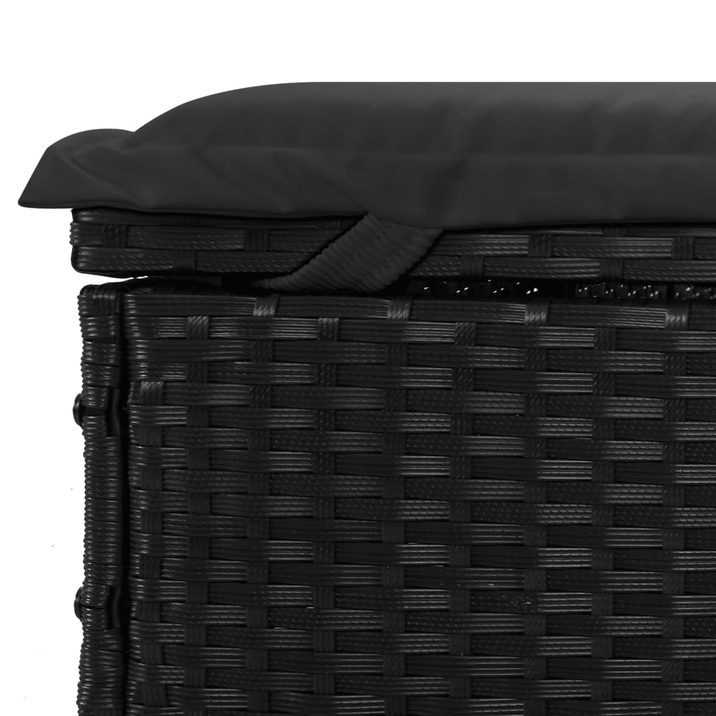 2-Personen-Sonnenliege mit Dach Schwarz 213x118x97 Poly Rattan