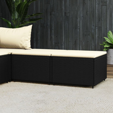 Gartenhocker mit Kissen 2 Stk. Schwarz Poly Rattan