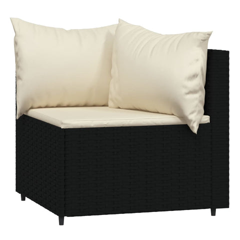 3-tlg. Garten-Lounge-Set mit Kissen Schwarz Poly Rattan