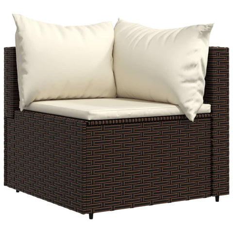 3-tlg. Garten-Lounge-Set mit Kissen Braun Poly Rattan