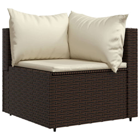 3-tlg. Garten-Lounge-Set mit Kissen Braun Poly Rattan