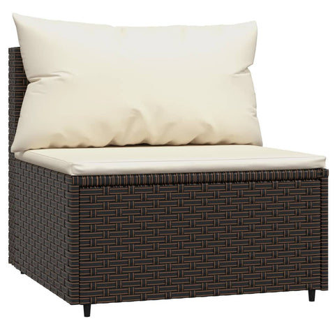 3-tlg. Garten-Lounge-Set mit Kissen Braun Poly Rattan