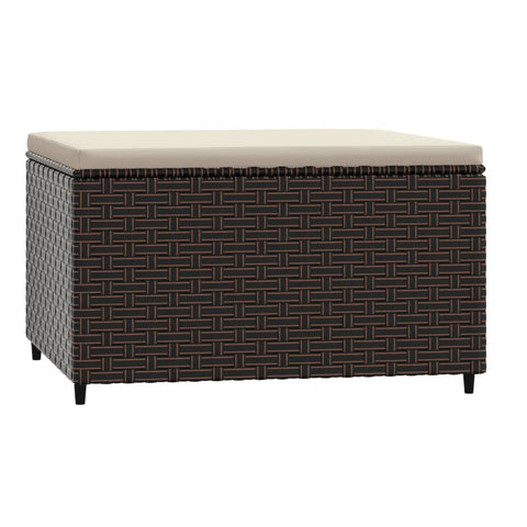 Gartenhocker mit Kissen Braun Poly Rattan