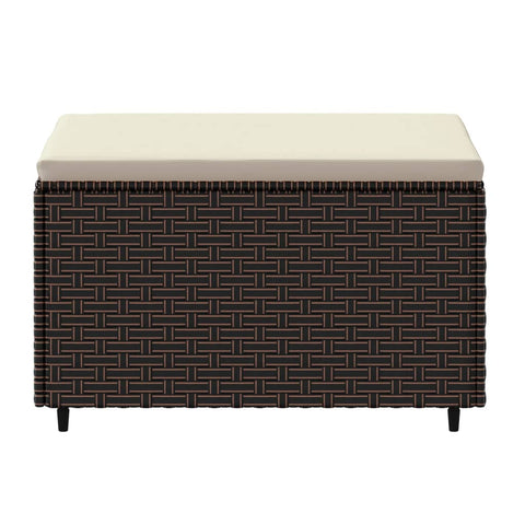 Gartenhocker mit Kissen Braun Poly Rattan