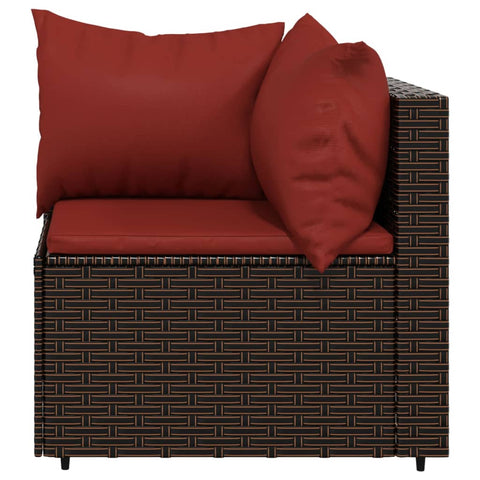 3-tlg. Garten-Lounge-Set mit Kissen Braun Poly Rattan