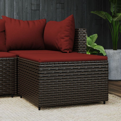 Gartenhocker mit Kissen Braun Poly Rattan