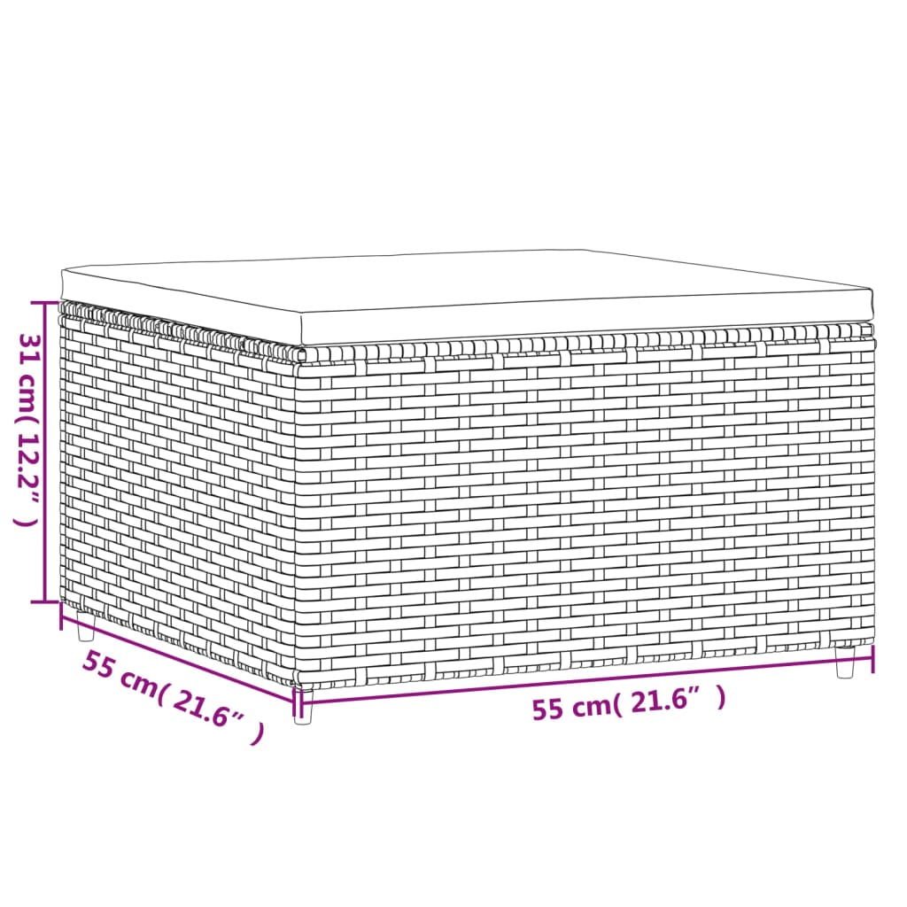 Gartenhocker mit Kissen Braun Poly Rattan