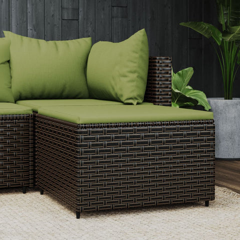 Gartenhocker mit Kissen Braun Poly Rattan