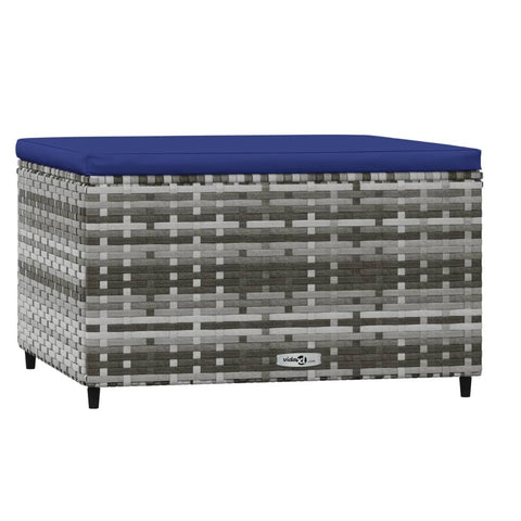 Gartenhocker mit Kissen 2 Stk. Grau Poly Rattan