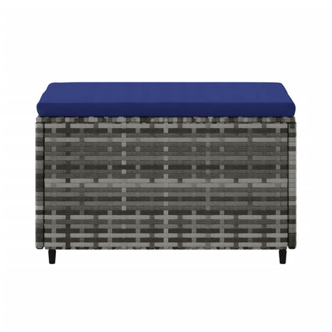 Gartenhocker mit Kissen 2 Stk. Grau Poly Rattan