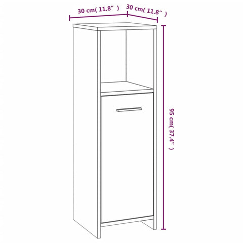 Badschrank Räuchereiche 30x30x95 cm Holzwerkstoff