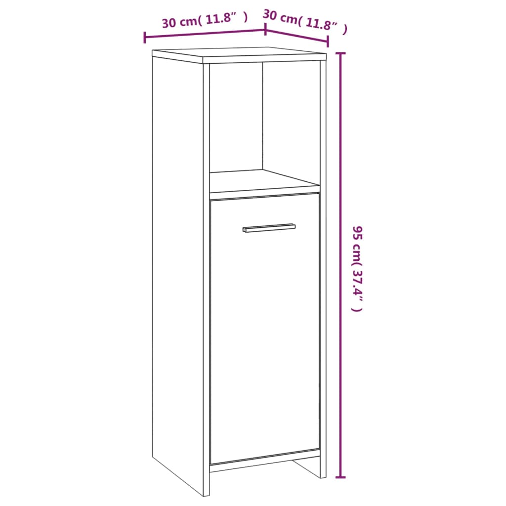 Badschrank Braun Eichen-Optik 30x30x95 cm Holzwerkstoff