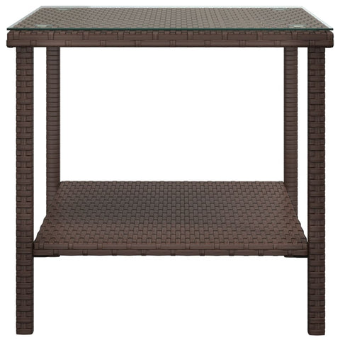 Beistelltisch Braun 45x45x45 cm Poly Rattan und Hartglas