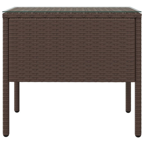 Beistelltisch Braun 53x37x48 cm Poly Rattan und Hartglas