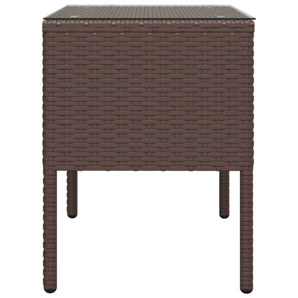 Beistelltisch Braun 53x37x48 cm Poly Rattan und Hartglas