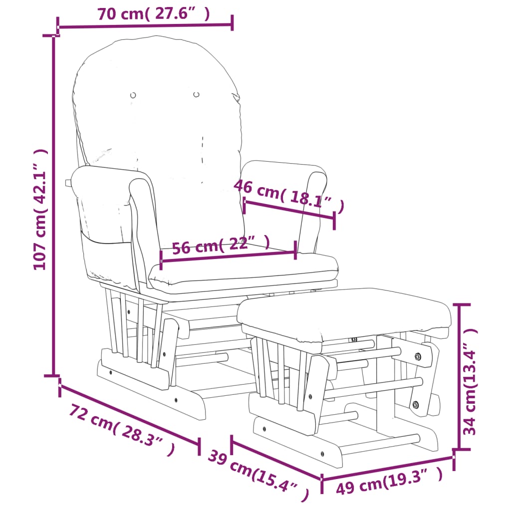 Schaukelsessel mit Hocker Gleitend Braun Stoff