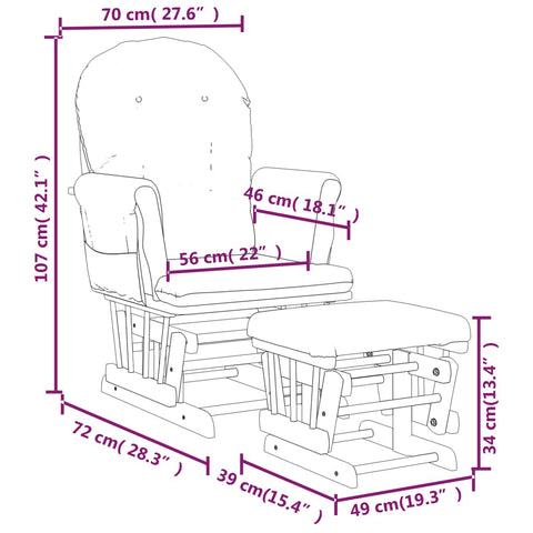 Schaukelsessel mit Hocker Gleitend Braun Stoff