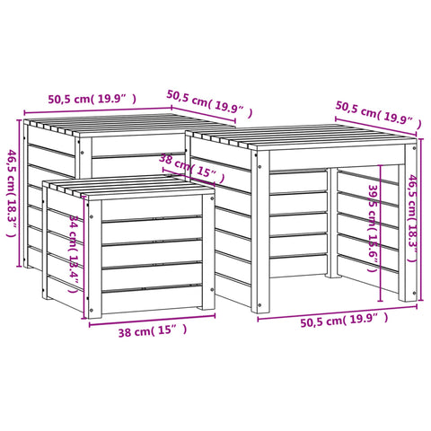 3-tlg. Gartenbox-Set Honigbraun Massivholz Kiefer