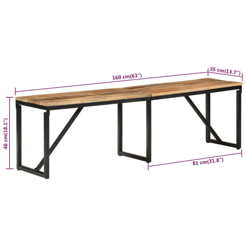 Sitzbank 160x35x46 cm Massivholz Mango