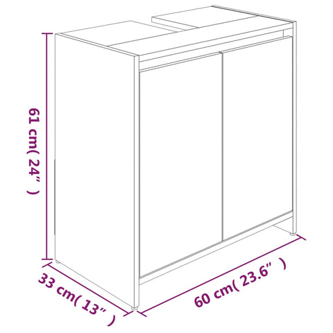 Badschrank Grau Sonoma 60x33x61 cm Holzwerkstoff