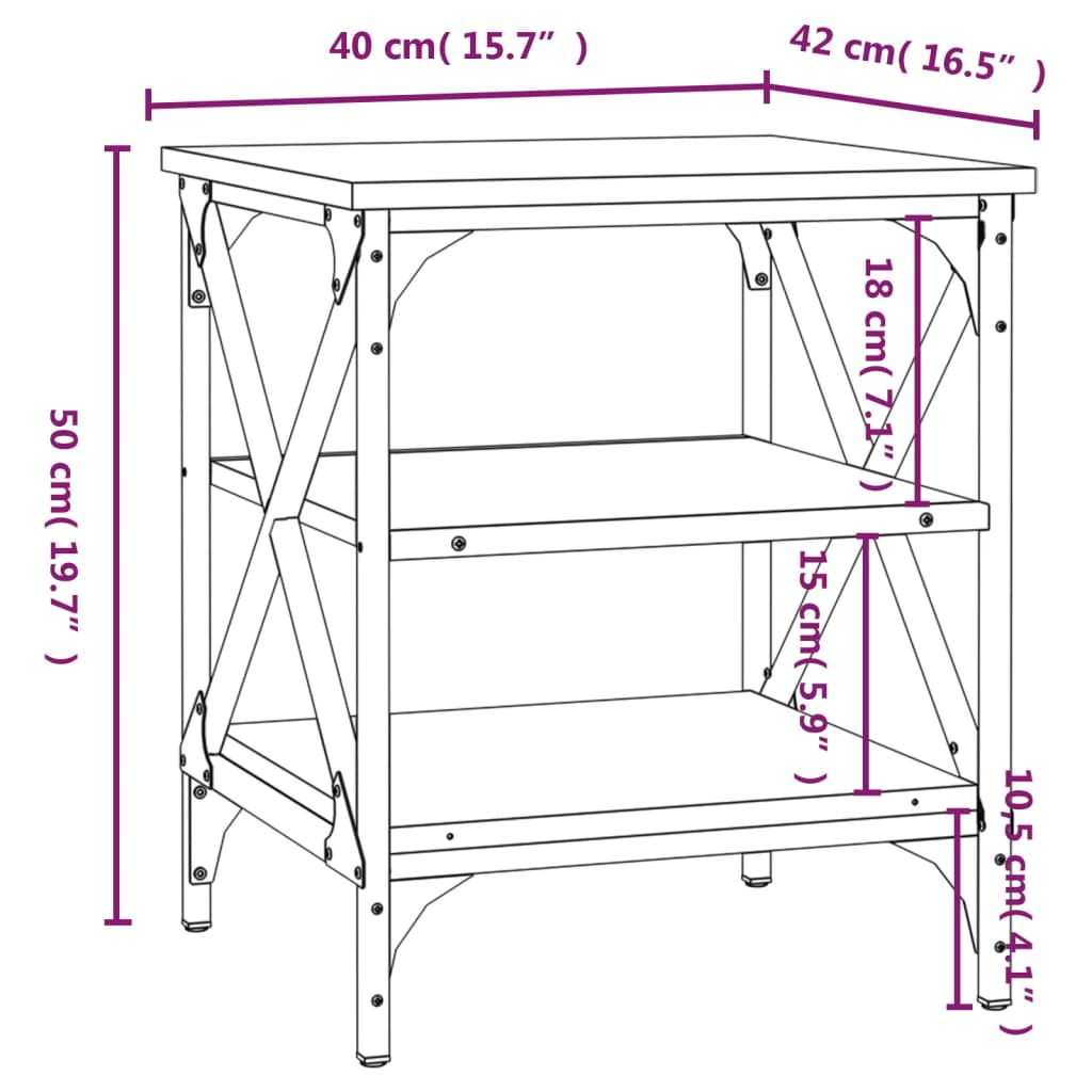 Beistelltisch Grau Sonoma 40x42x50 cm Holzwerkstoff