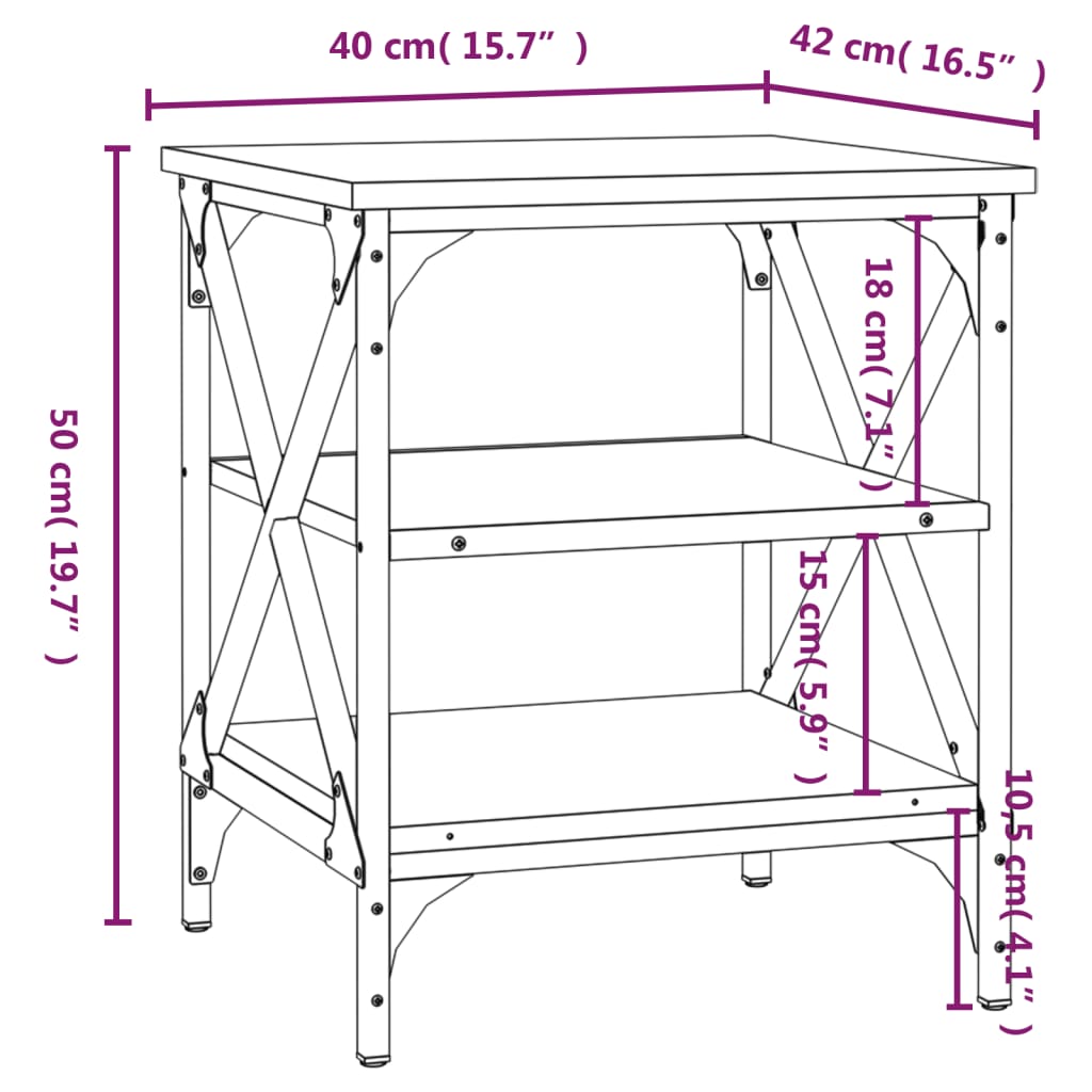 Beistelltisch Braun Eichen-Optik 40x42x50 cm Holzwerkstoff