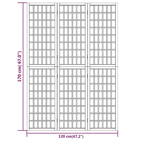 3-tlg. Paravent Japanischer Stil Faltbar 120x170 cm