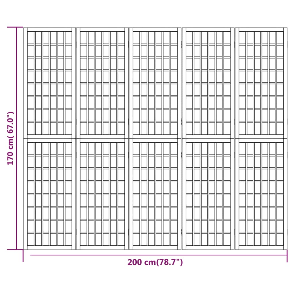 5-tlg. Paravent Japanischer Stil Faltbar 200x170 cm