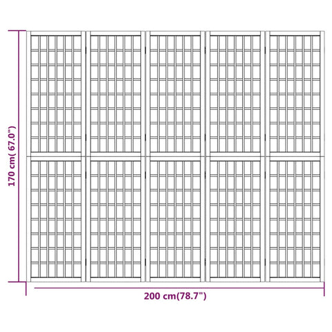 5-tlg. Paravent Japanischer Stil Faltbar 200x170 cm