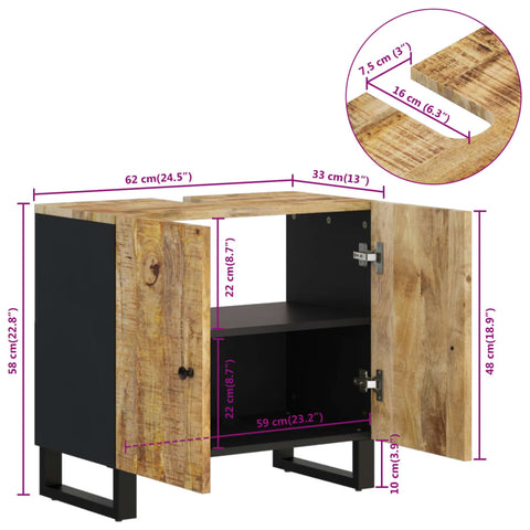 Waschbeckenunterschrank Massivholz Mango und Holzwerkstoff