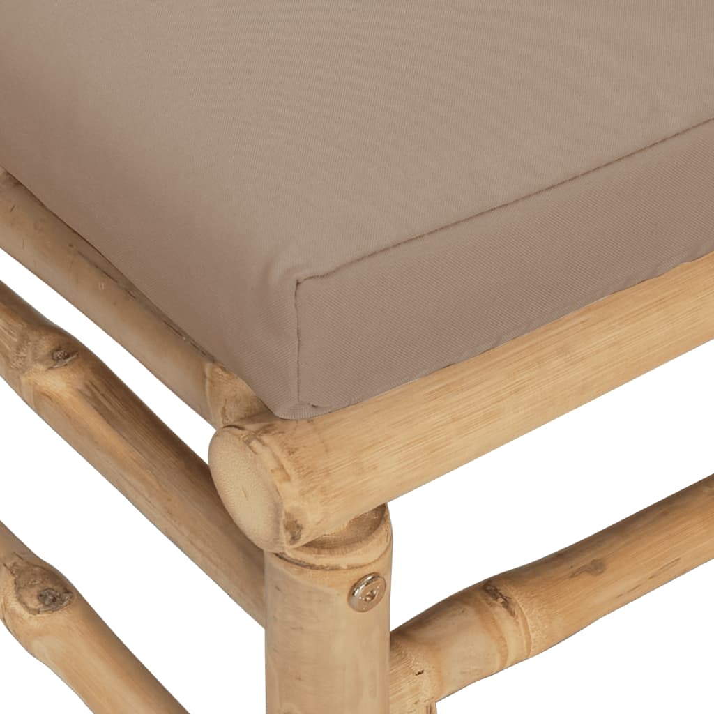 3-tlg. Garten-Lounge-Set mit Taupe Kissen Bambus