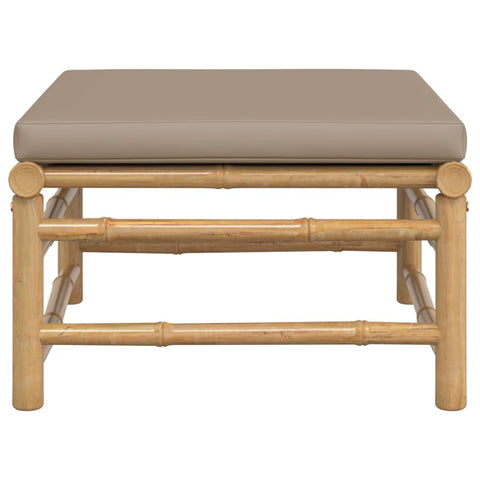 Gartenhocker mit Taupe Kissen Bambus