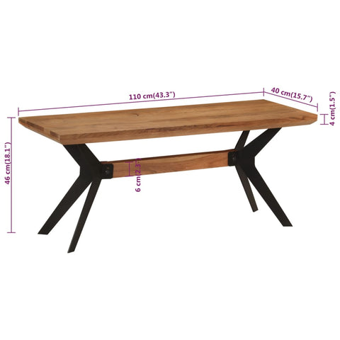 Esszimmerbank 110x40x46 cm Massivholz Akazie und Stahl