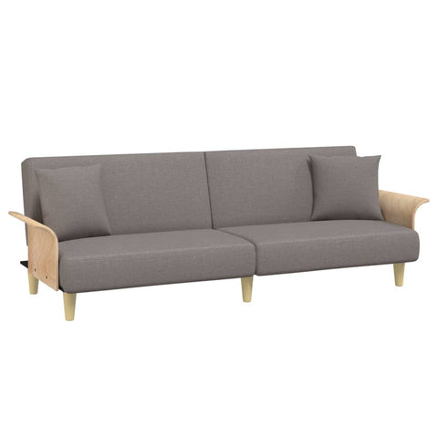 Schlafsofa mit Armlehnen Taupe Stoff