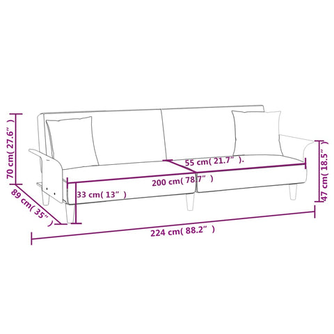 Schlafsofa mit Armlehnen Taupe Stoff