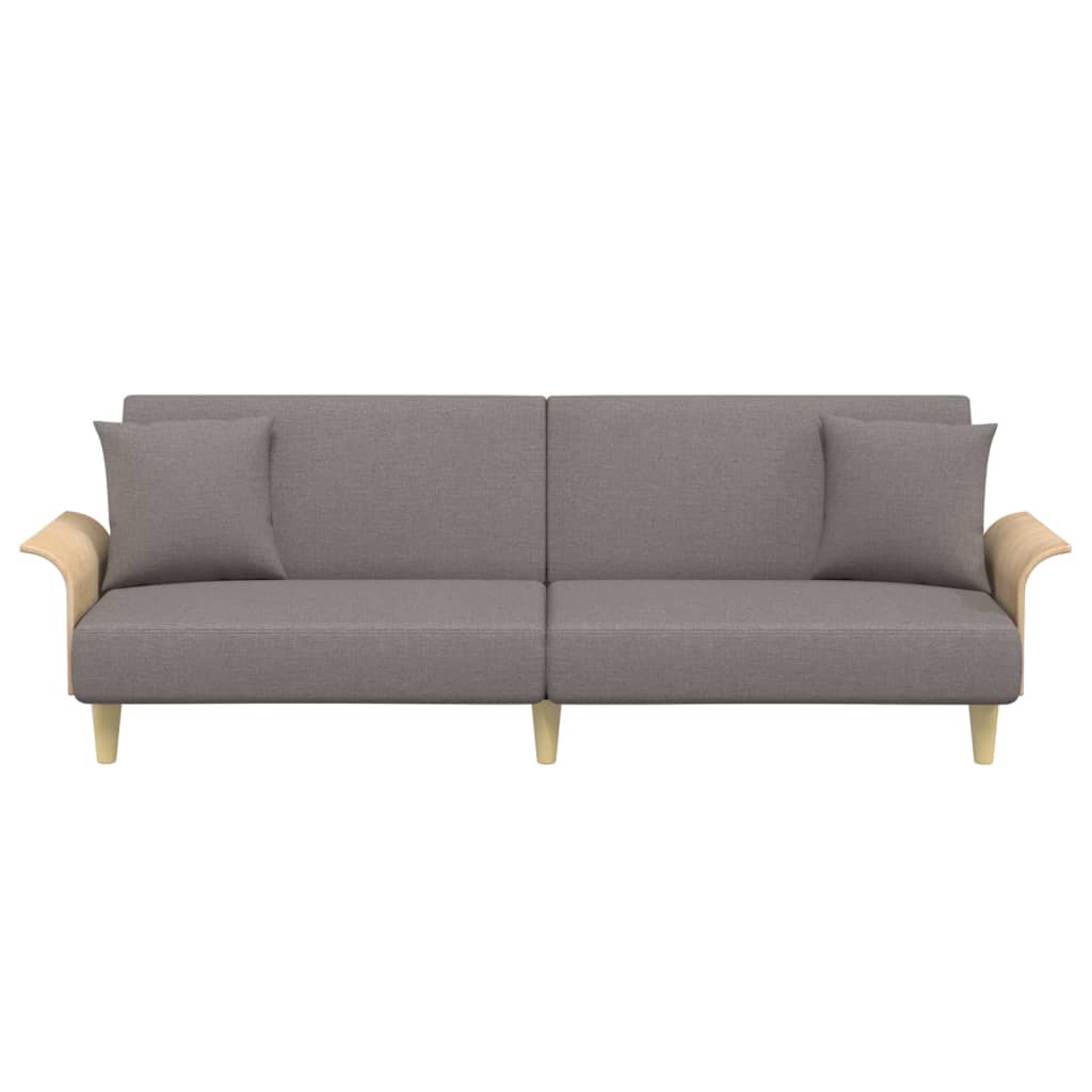 Schlafsofa mit Armlehnen Taupe Stoff