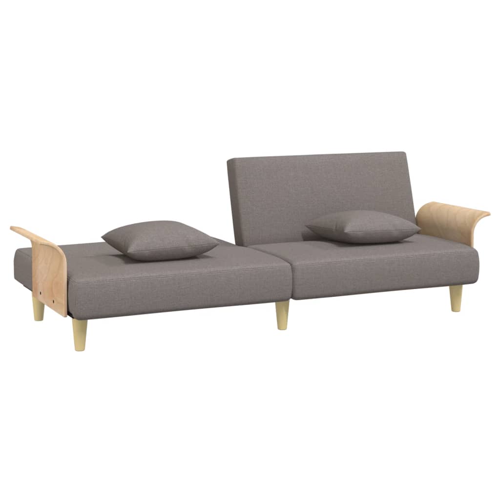 Schlafsofa mit Armlehnen Taupe Stoff