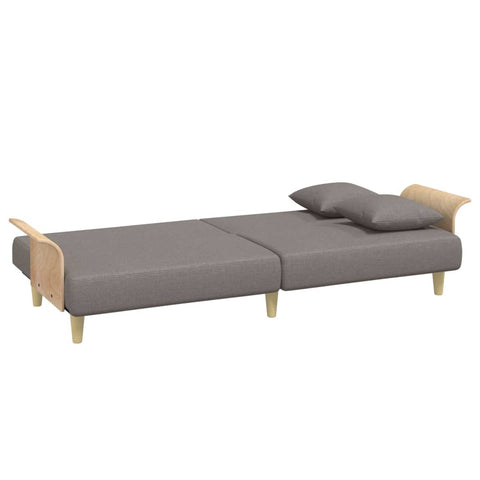 Schlafsofa mit Armlehnen Taupe Stoff