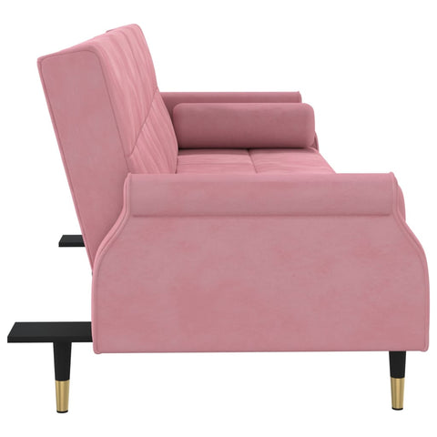 Schlafsofa mit Kissen Rosa Samt