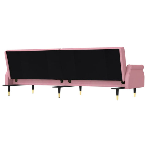 Schlafsofa mit Kissen Rosa Samt