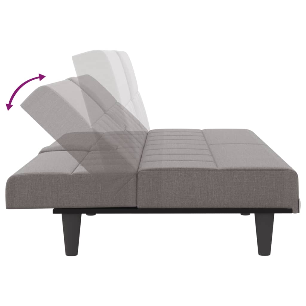 Schlafsofa mit Getränkehaltern Taupe Stoff