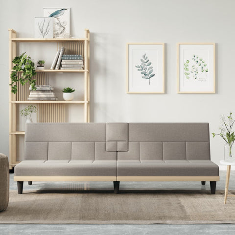 Schlafsofa mit Getränkehaltern Taupe Stoff