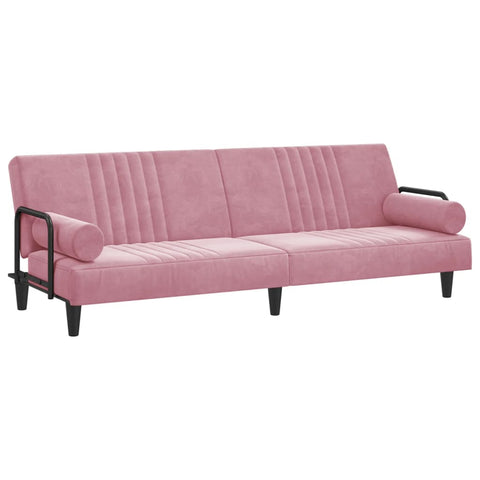 Schlafsofa mit Armlehnen Rosa Samt