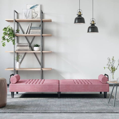 Schlafsofa mit Armlehnen Rosa Samt