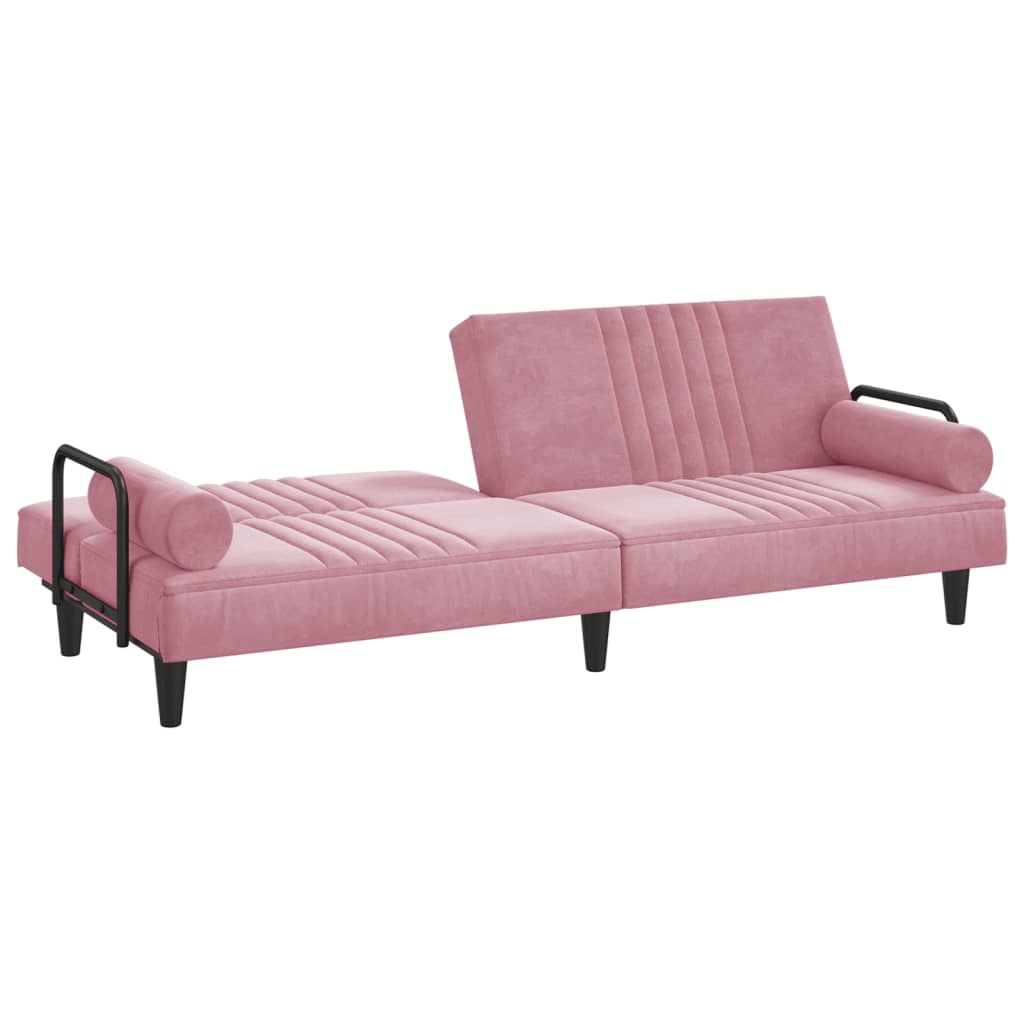 Schlafsofa mit Armlehnen Rosa Samt