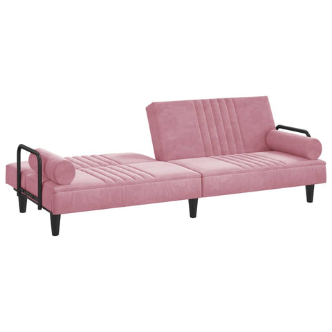 Schlafsofa mit Armlehnen Rosa Samt